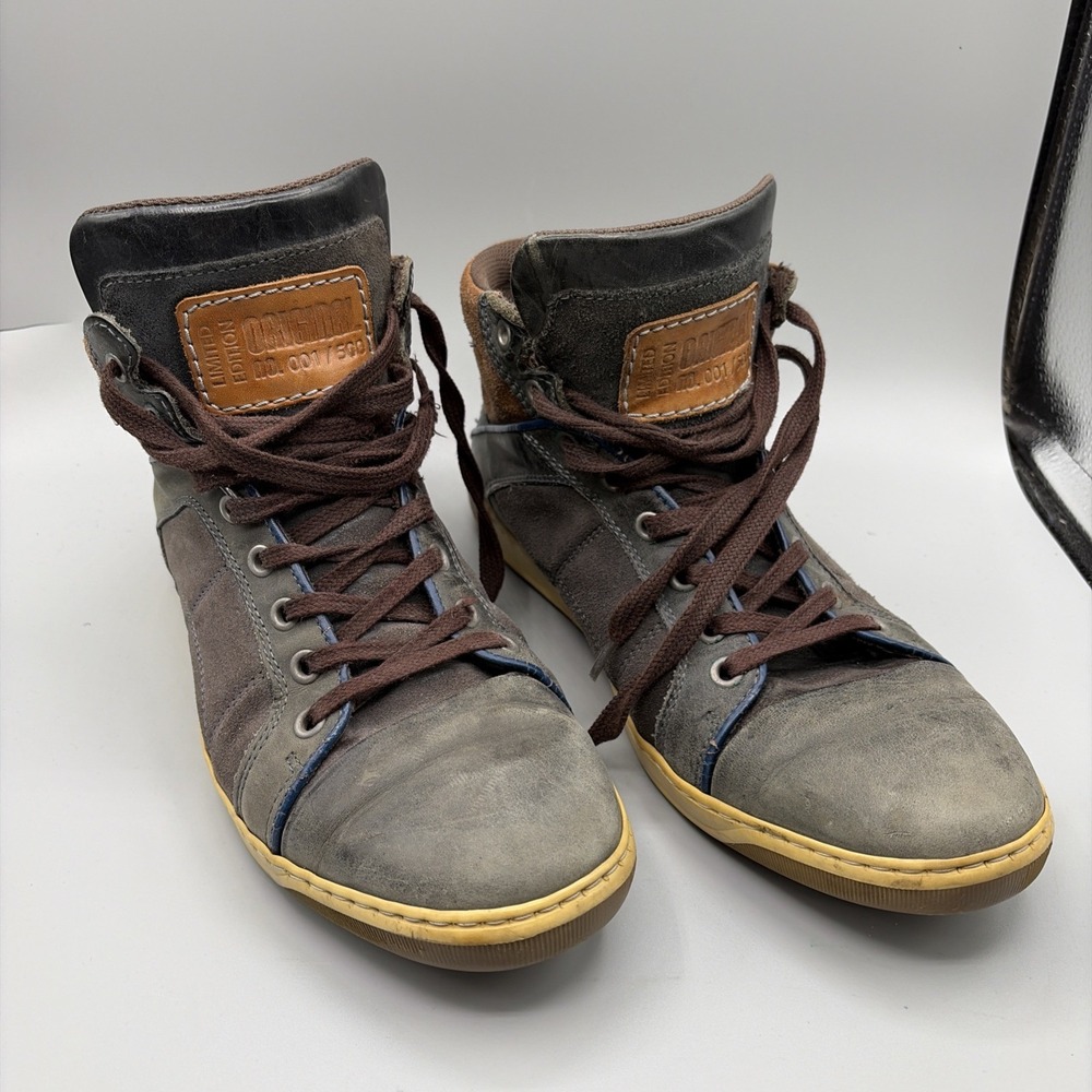 Bull Boxer Sneakers Men 10 Robis Brown Leather Casual High Top Skater Shoes /500
